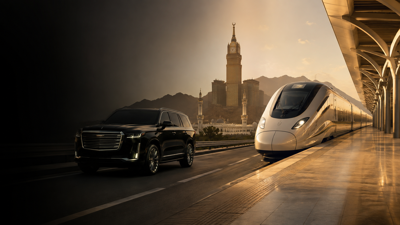 Taxi versus train comparison for Umrah families